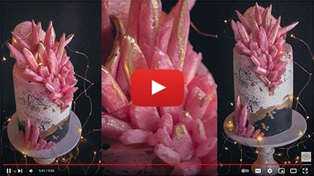 Pink isomalt crystal cake