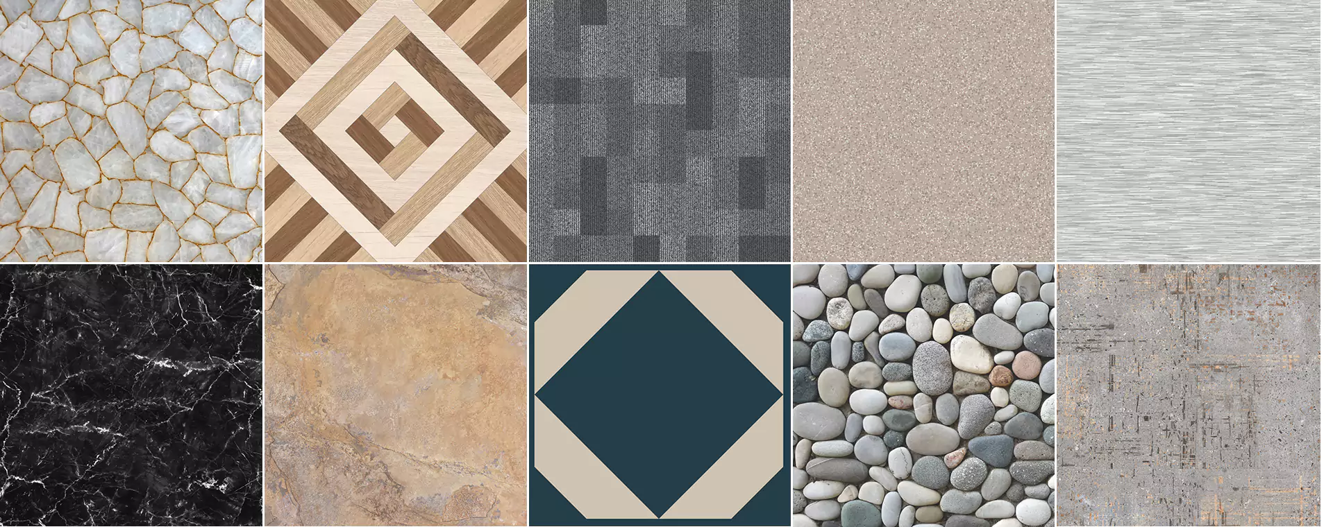 Tuff Floors colour paterned PUR coated vinyl floor tiles